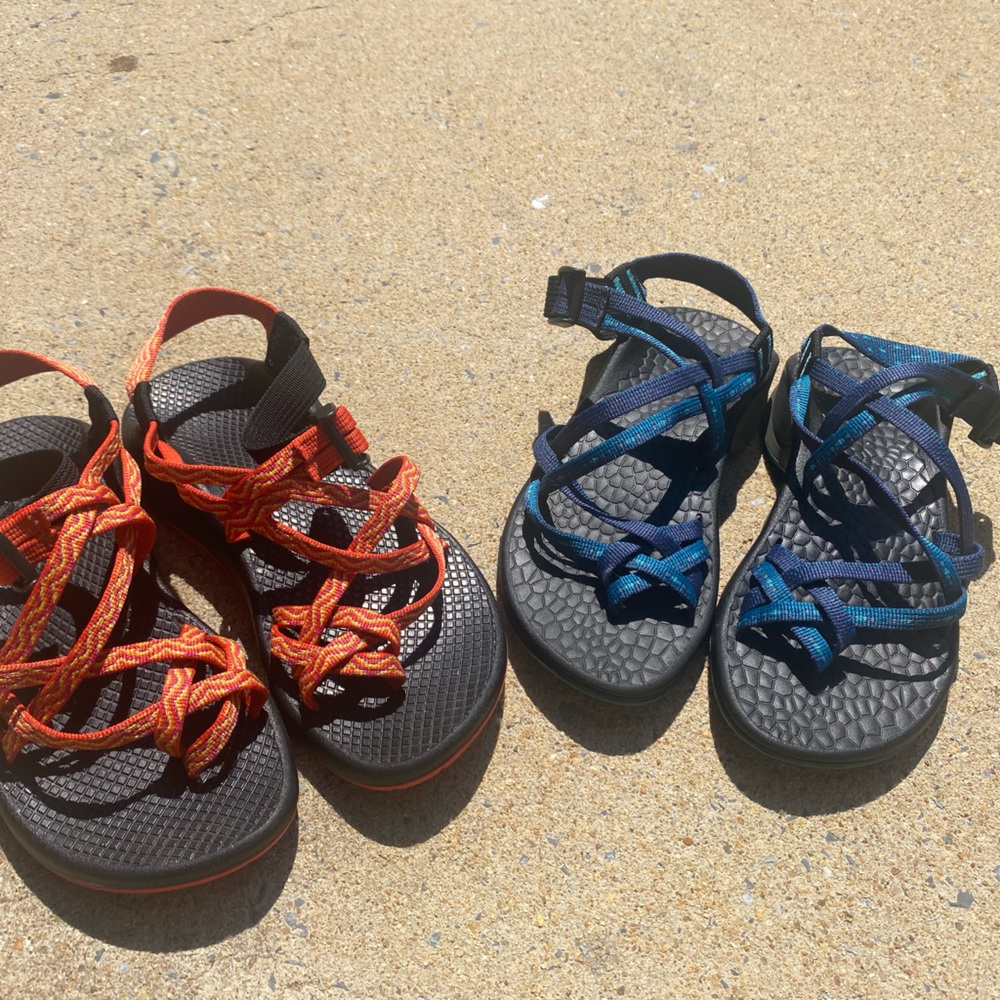 Lot of 2 Chaco Choco’s Sandals one Blue and one Orange